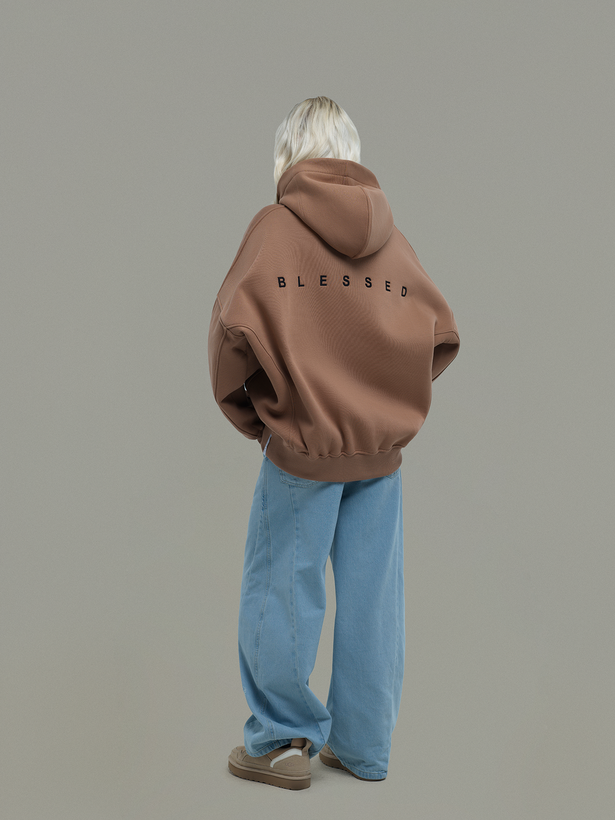 Dusty brown Hoodie Blessed