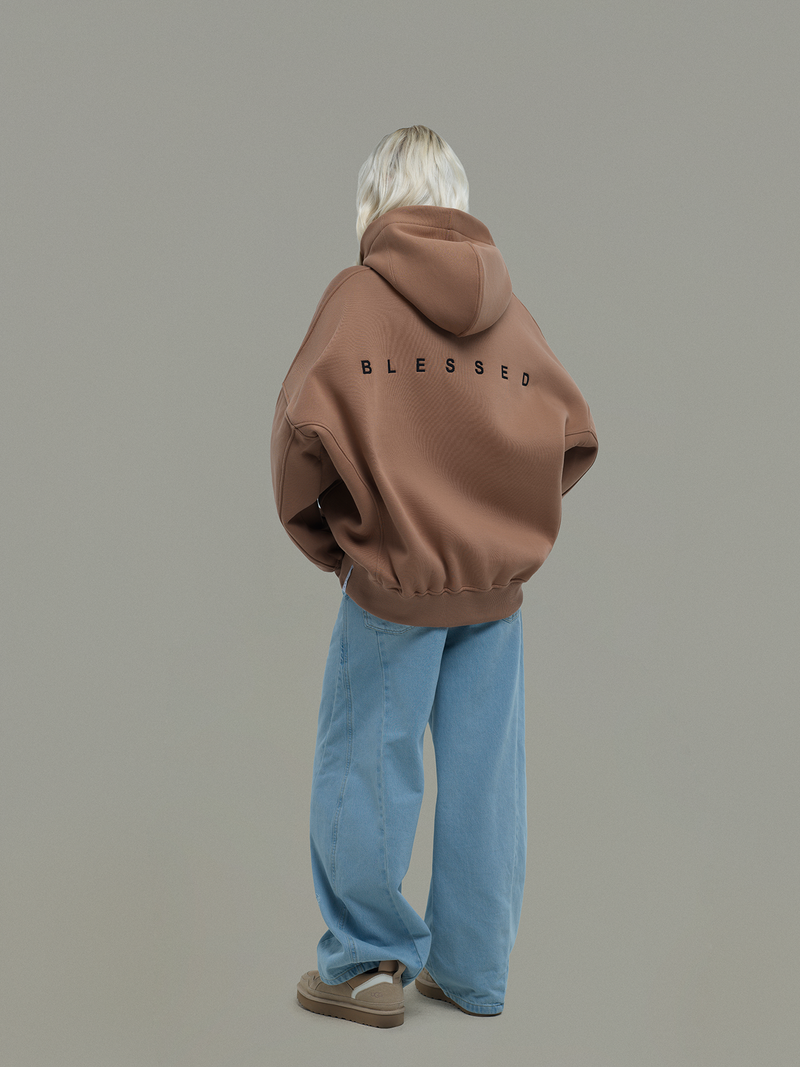 Dusty brown Hoodie Blessed
