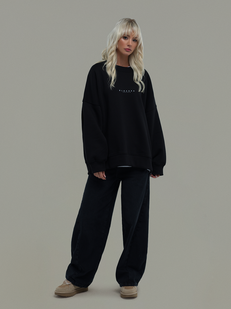 Black oversized Sweatshirt BLESSED SEASON