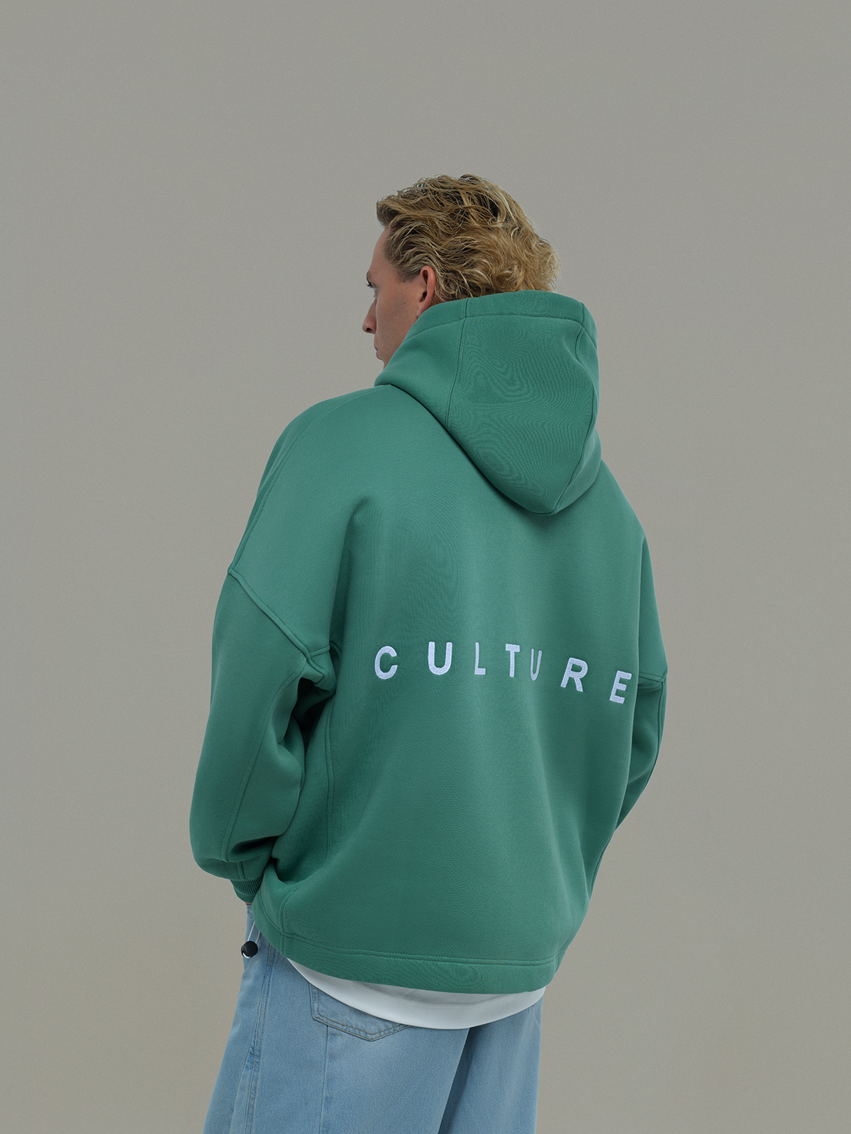 Muted jade green hoodie Culture – ZOHO