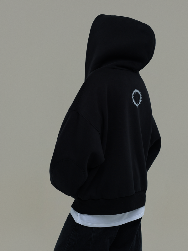 Black Heavy Zip Hoodie