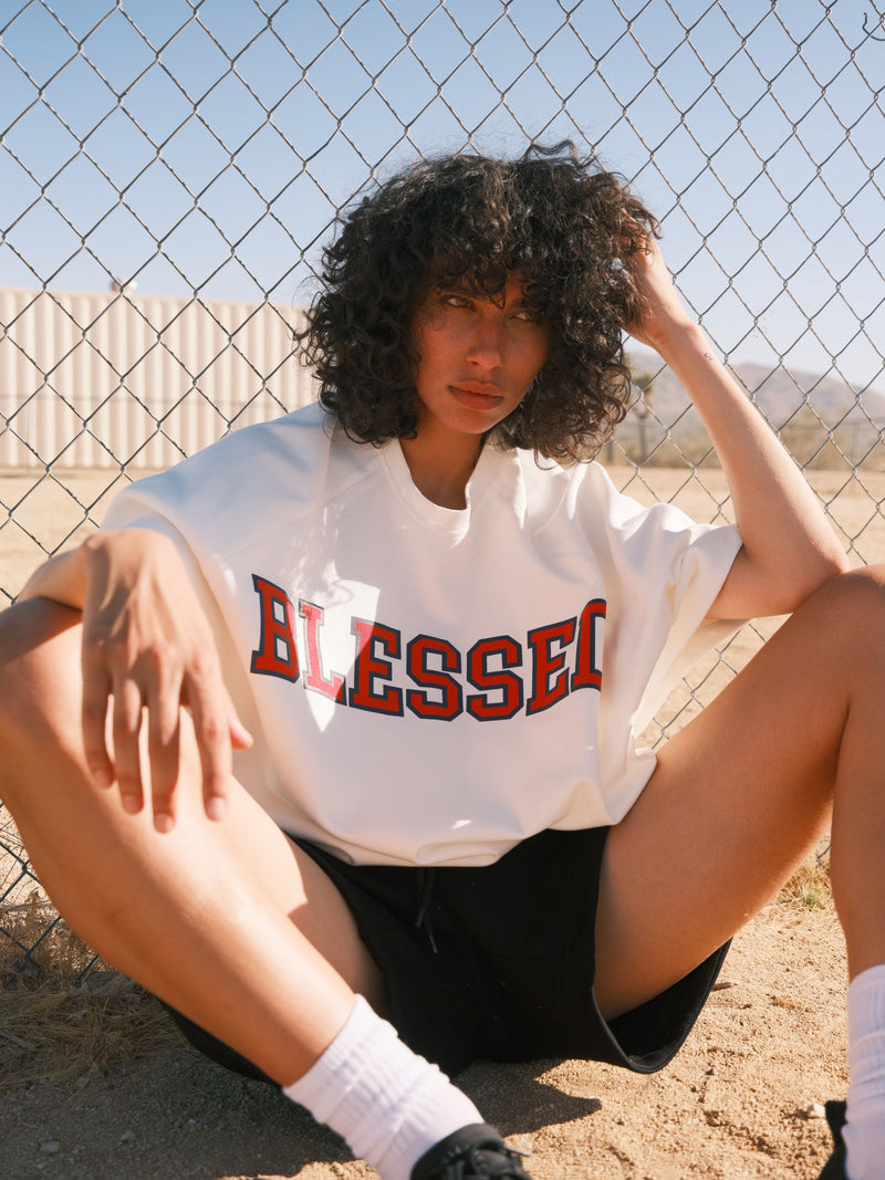 White Oversized T-Shirt Blessed