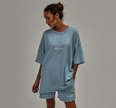 BLUE OVERSIZED T-SHIRT "PLEASURE"