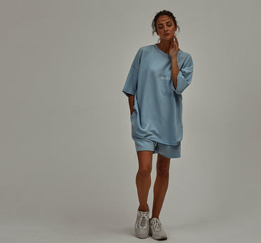 BLUE OVERSIZED T-SHIRT "PLEASURE"