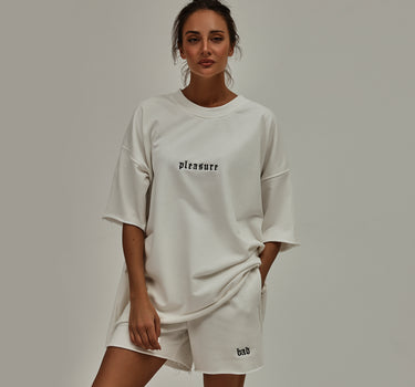 WHITE OVERSIZED T-SHIRT "PLEASURE"