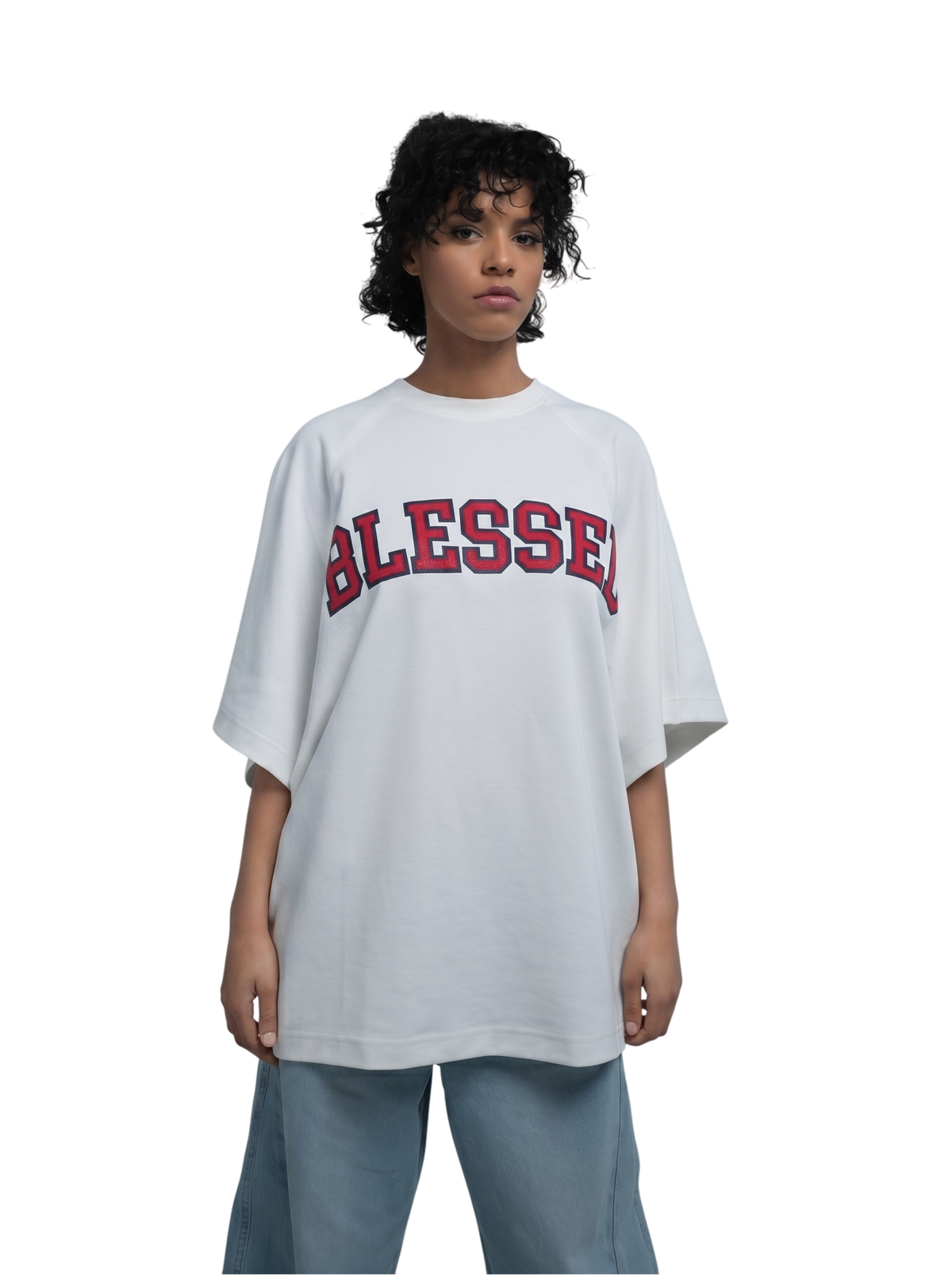 White Oversized T-Shirt Blessed