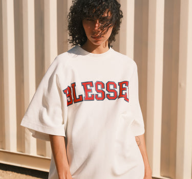 WHITE OVERSIZED T-SHIRT "BLESSED"